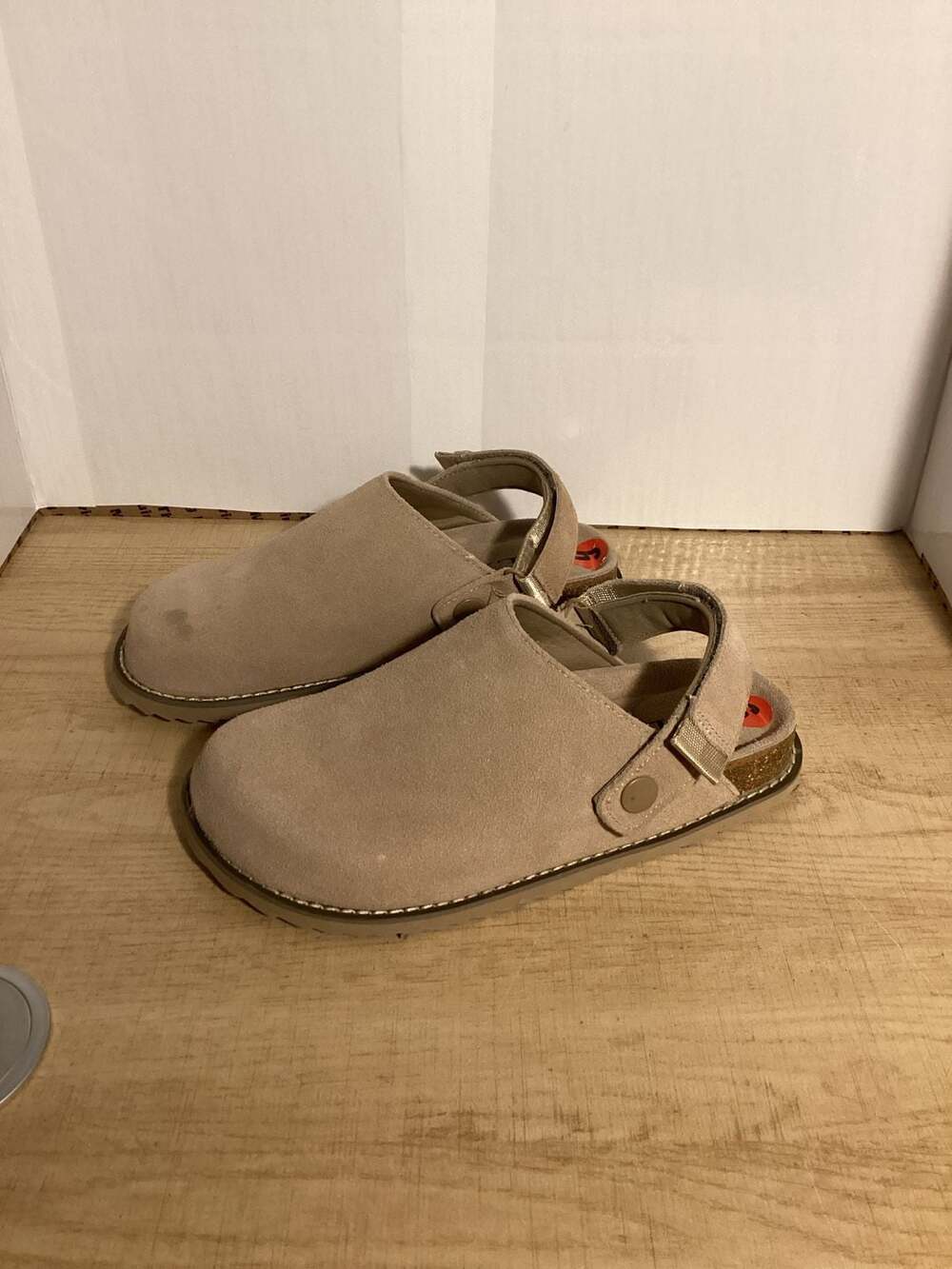 DWILT Suede Clog Size 6M Beige Slingback Slip On Sandals
